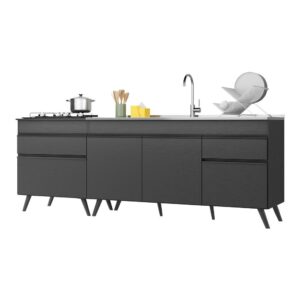 Kit com 2 Balcões de Cozinha 150cm e 70cm Veneza Multimóveis V2073 - Preto