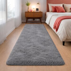 Tapete Passadeira 2,00 x 0,60 Quarto Peludo Felpudo - Cinza