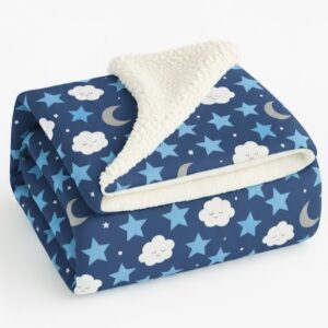 Cobertor Sherpa Dupla Face Bebê Felpuda Pelo Carneirinho Diversas Opções - Estrela Azul