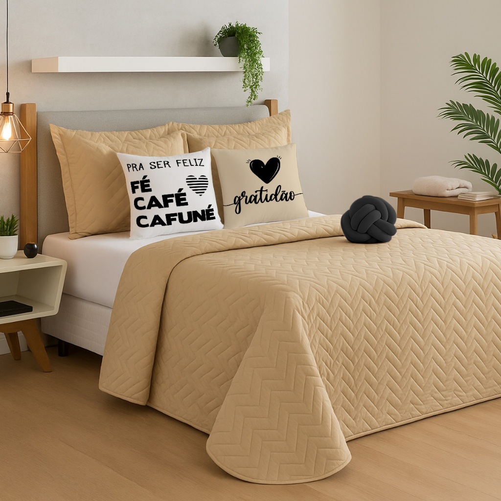 Kit Decorativo Cama Queen Cobre Leito Matelado