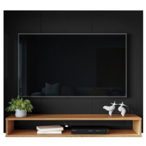 AJP Móveis Painel Para Tv Até 55 Polegadas Cairo Design Moderno Com Nicho Organizador - VÁRIAS CORES - PRETO/NATURE