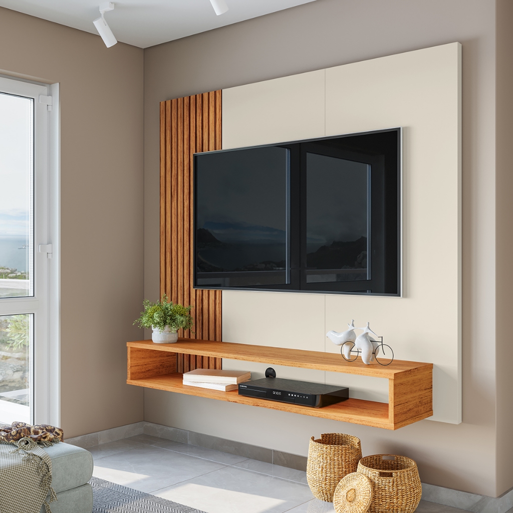 AJP Móveis Painel Para Tv Até 55 Polegadas Cairo Design Moderno Com Nicho Organizador - VÁRIAS CORES