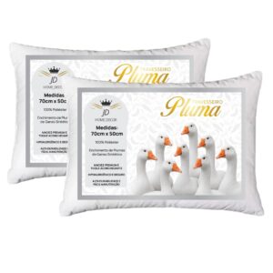 Travesseiros Penas E Plumas De Ganso Anti Alergico Material Sintético - 02 Unidade
