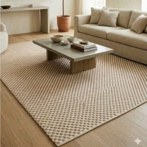 Tapete 100% Algodão 1,40x2,00 Sala Quarto Escritório Grosso - Rustico/Bege