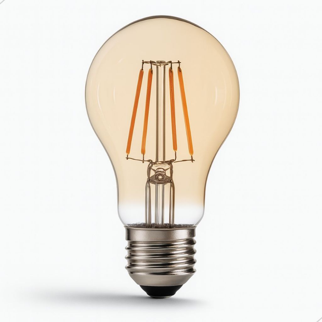 Kit 2 Lâmpada Led Filamento A60 4w 2200k Branco Quente Bivolt 110v/220v Retrô Decorativa Âmbar E27