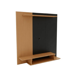 Painel Moderno para Tv 43 Polegadas Suspenso Estante Nicho Sala de Estar - Ripado/Preto