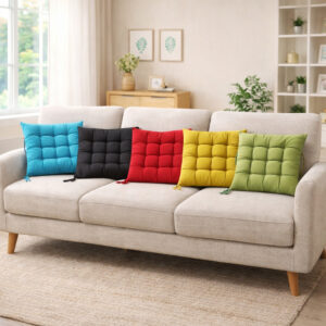 Kit 4 Almofadas para Cadeira Futon 40x40 com Amarração Assento Macio Oxford Cozinha Sala