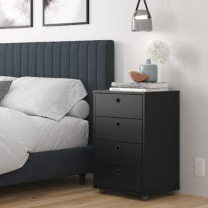 Mesa de Cabeceira Gaveteiro Classic 04 Gavetas Criado Grande Quarto - Preto