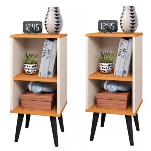 Kit 2 Mesa de Cabeceira ou Unitário para Quarto Charme Retrô Várias Cores Apoio de Cama Mesinha - KIT CHARME OFF WHITE