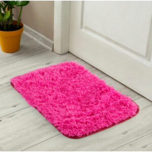 Tapete Peludo para Porta Felpudo Bege Mesclado 40cm x 60cm Antiderrapante Shaggy - Várias Cores - Felpudo Pink
