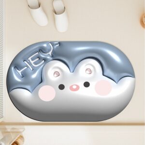 Tapete de Banheiro Efeito 3D Antiderrapante Super Absorvente Saída Chuveiro Box Super Absorvente 58x38cm - HEY coelho gordo