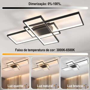 Lustre Moderno Pendente Led Quarto 3 Em 1 C/remote 68*40cm 110v/220v Preto/Branco