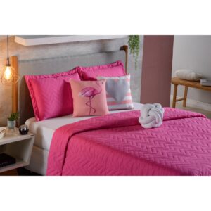Kit Decorativo Cama Queen Cobre Leito Matelado - Pink/ Nó Branco