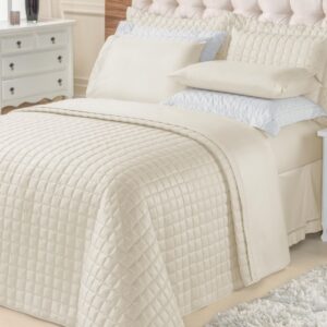 Kit Colcha Cobre Leito Top Line Estampado 3 Pçs 180 fios Premium - Marfim