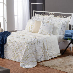 Kit Colcha Cobre Leito Top Line Estampado 3 Pçs 180 fios Premium