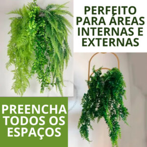 Planta Artificial Pendente 80cm – Samambaia Folhagem Decorativa