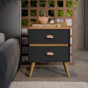 mesa de cabeceira retrô decor com 2 gavetas