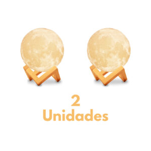 Luminaria Lua Cheia 3D de Mesa com Suporte Led Sem Fio Decoração - 2 Unidades