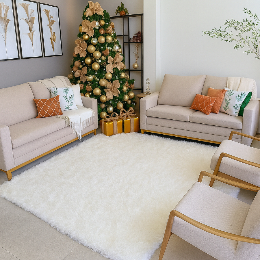 Tapete Decorativo Grande 3,00x2,00 Peludo Sala de Estar Macio Confortável Luxo