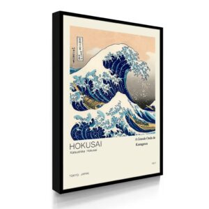 Quadro Decorativo Com Moldura Hokusai Onda de Kanagawa - Moldura Preta