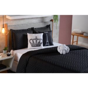 Kit Decorativo Cama Queen Cobre Leito Matelado - Preto Paris