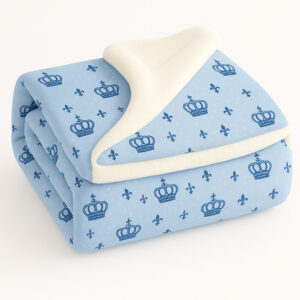 Cobertor Sherpa Dupla Face Bebê Felpuda Pelo Carneirinho Diversas Opções - Coroa Azul