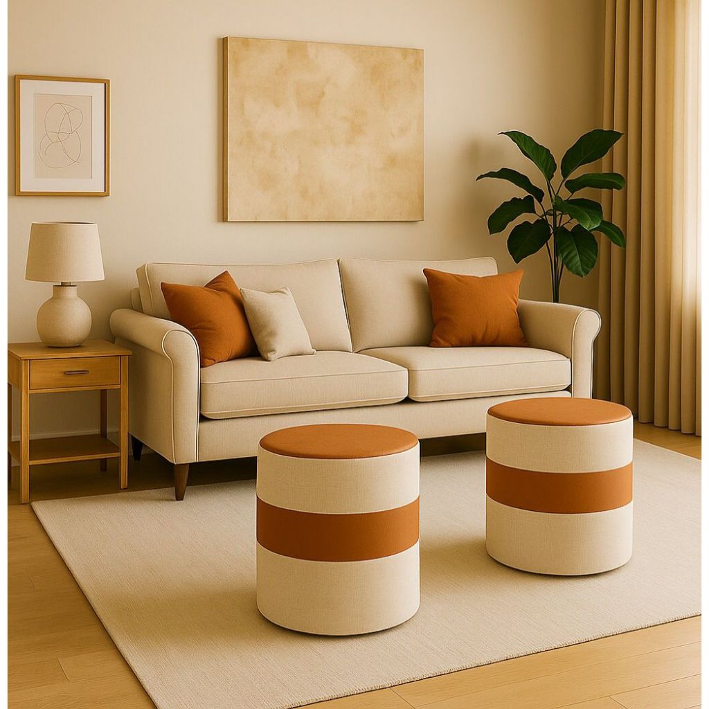 Kit Puff Drive Redondo 2unidades Sala Estofado – Moderno - Oferta Entrega Imediata