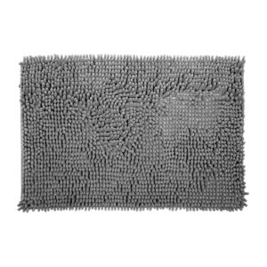 Tapete Peludo para Porta Felpudo Bege Mesclado 40cm x 60cm Antiderrapante Shaggy - Várias Cores - Macarrão Cinza