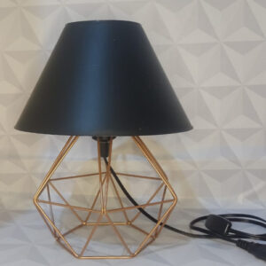 Abajur Pequeno luminária Com Aramado Retrô Ideal Para Quarto Diamante - ROSE CUP PRETO