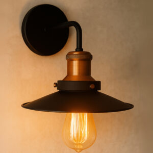 Arandela Nordic 22cm Industrial Preto Cobre E27 Bivolt Alumínio Parede Vintage Loft