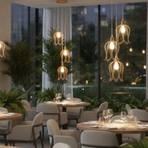 Pendente Triplo Lustre Luminária Aramado Tulipa Cabo Cristal 1 Metro