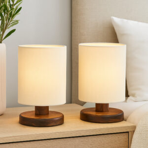 Jogo 2 Abajur Luminárias Para Quarto Casal Cabeceira De Cama Linho Natural Sala Escritório Iluminação Decoração Casa