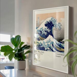 Quadro Decorativo Com Moldura Hokusai Onda de Kanagawa