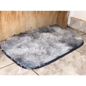 Tapete Peludo para Porta Felpudo Bege Mesclado 40cm x 60cm Antiderrapante Shaggy - Várias Cores - Felpudo Cinza Mesclado