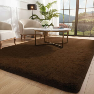 Tapete Peludo Shaggy Luxo Macio Fofinho Pelagem Alta 1,00x1,50 - MARROM LISO