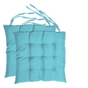 Kit 4 Almofadas para Cadeira Futon 40x40 com Amarração Assento Macio Oxford Cozinha Sala - Azul-turquesa