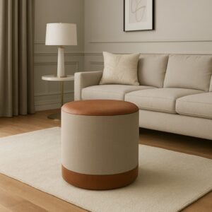 Kit Puff Marrocos Linho pés madeira 2unidades banco banqueta envio imediato