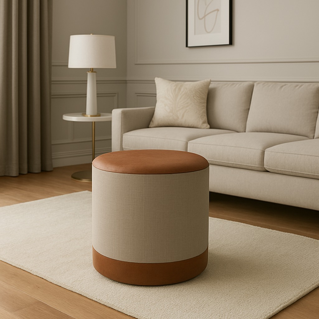 Kit Puff Marrocos Linho pés madeira 2unidades banco banqueta envio imediato