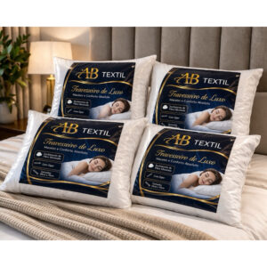 Kit 2 Travesseiro Pluma de Ganso Descanso Antiacaro 70x50cm