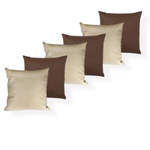 KIT c 6 ALMOFADAS DECORATIVAS CHEIAS 45X45cm ENCHIMENTO DE ESPUMA SOFT - MIX_TABACO&PALHA