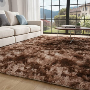 Tapete Peludo Shaggy Luxo Macio Fofinho Pelagem Alta 1,00x1,50 - MARROM MESCLADO