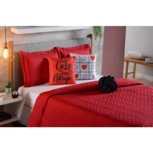 Kit Decorativo Cama Queen Cobre Leito Matelado - Vermelho