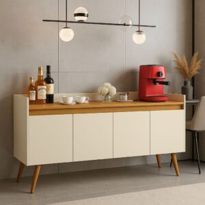 Aparador Buffet Retrô Pés Palito Em Madeira Maciça Esplanada Cantinho Do Café Recepção 2,3,4 Portas