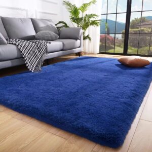Tapete Felpudo 40mm Pelo Alto 2,00 x 1,50 Para Sala E Quarto - Azul