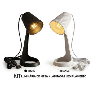 Kit Abajur Luminária De Mesa Luma + Lâmpada Led Retrô 4w 3000k Bivolt