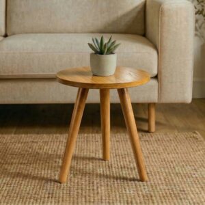 Conjunto de Mesinhas Canto E Apoio Pe Palito Madeira Tripe Porta Quadros E Objetos MDF Branco - Un Louro Freijó 35x30