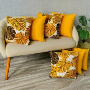 KIT c 6 ALMOFADAS DECORATIVAS CHEIAS 45X45cm ENCHIMENTO DE ESPUMA SOFT - COSTELA14cMOSTARDA