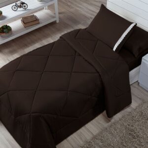 Kit Edredom Solteiro Infantil Aconchego com Lençol 04 Peças - TABACO