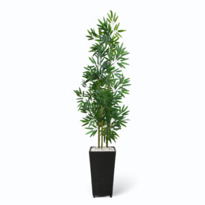 Planta Artificial Bambu Mosso e Vaso de Polietileno - Preto