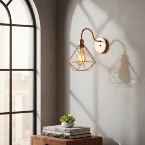 Luminária Arandela de Parede Retrô Diamante Aramado 127v/220v - ROSE GOLD